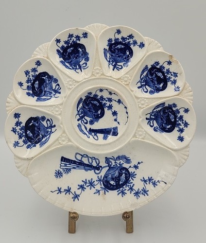 Antico piatto ostrica - , blu