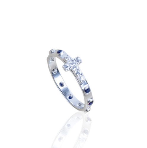 Anello rosario con zirconi - rosario,