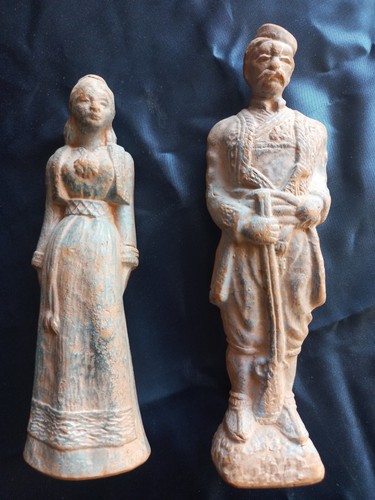 Coppia statuine terracotta - statuine, in