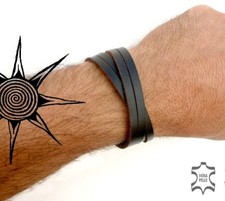  BRACCIALE VERA PELLE UOMO DONNA POLSINO CUOIO SU MISURA ARTIGIANALE!! D2 