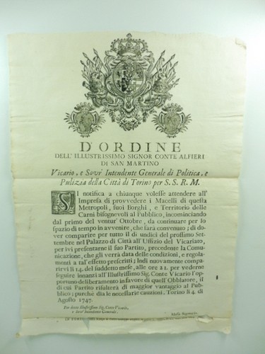 Ordine dell illustrissimo - d'ordine, dell'illustrissimo