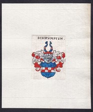 Stemma Di Famiglia Schrümpf, Incisione In Rame, 17° Secolo.