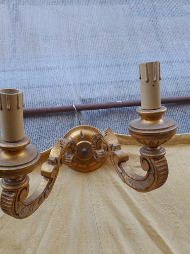 Coppia appliques legno dorato - coppia,