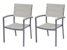 Sedie da Giardino Olivia 305206, 2 Pezzi, Alluminio, Metallo, Grigio - B
