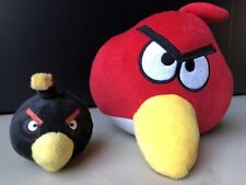 ANGRY BIRDS - Peluche RED, uccello rosso (20 cm) + BOMBA, uccello nero  (9 cm)