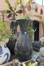 BELLISSIMA COPPIA DI GRANDI VASI NERI CON MOSAICO - XX SECOLO ITALIA