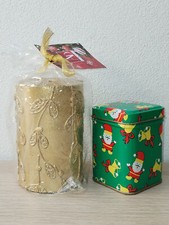 Natale 2 Candele Natalizie - in Scatola Latta +  Oro Dorata