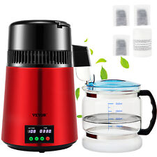 VEVOR Distillatore d'Acqua Domestico 4L a 750 W Rosso con Contenitore in Vetro