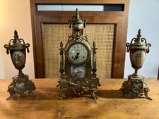 Trittico orologio vintage anni 50  in bronzo da tavolo firmato LANCINI