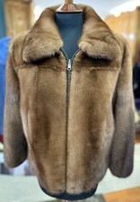 Giacca Pelliccia Visone Marrone Con Zip