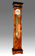 Orologio Pendolo Colonna Pesi Ottone Legno Noce Intarsiato Nuovo Made in Italy -