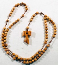 Rosario SF J rugiada di San Francesco d'Assisi croce in legno di ulivo pendente