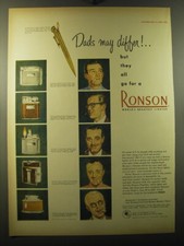 Pubblicità accendisigari Ronson 1950 - Matiliter, Adonis, Whirlwind