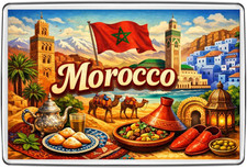 Morocco flag marrakech souk - morocco,