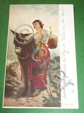 Cartolina Costumi Napoli - Ragazza con il suo asinello 1900 ca.