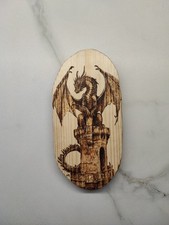 Quadro Pirografia Drago Torre Medievale Favole Magia Fiabe Regalo Idea Amico Fan