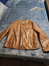 Schott NYC 530 Pelle di Vacchetta Cerata Marrone Moto Cafe Racer XXL