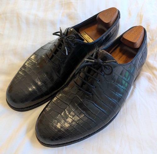 Scarpe oxford nere coccodrillo - oxford,