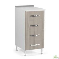 KIT MOBILE CUCINA 40X50X85 CASSETTIERA BASE PIANO 4 CASSETTI POSATE LEGNO CHIARO