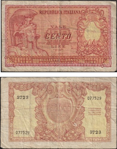 100 lire italia elmata - 100,