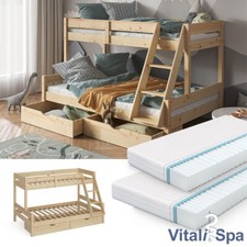 Letto a soppalco per bambini Everest naturale con cassetti e materassi VitaliSpa