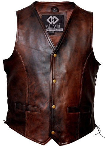 Gilet pelle moto - , uomo
