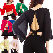 Blusa donna corta velata