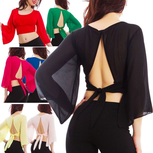 Blusa donna corta velata