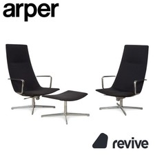 Arper Catifa 46 Tessuto 2x Poltrona Incl. Sgabello Grigio Blu Manuelle Funzione