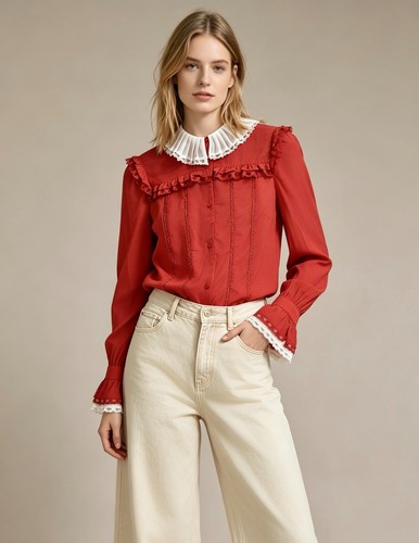 Camicia blusa pizzo manica
