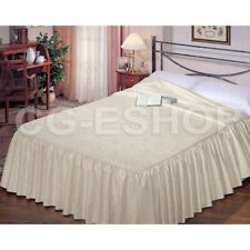 Copriletto leggero con volant classico primaverile estate damasco fiori beige