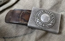 ww2 Germania Fibbia Gott Mit Uns Denazificata Con Pattina. Alluminio