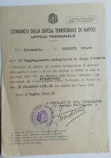 DIPLOMA COMANDO DIFESA TERRITORIALE NAPOLI 9 ARTIGLIERIA NASTRINO ATTESTATO 
