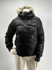 Nike Sportswear piumino donna XS nero cappuccio pelliccia Y2K 2008 vintage