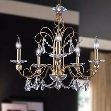 LAMPADARIO IN METALLO DORATO E