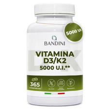Bandini® Vitamina D3 + K2 5000 UI 365 compresse | fornitura annuale | 200mcg
