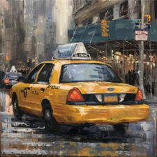 Quadro ad olio cabina taxi New