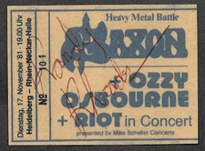 Biglietto concerto Randy Rhoads autografo e Ozzy ristampa su cartolina originale 1980 9002