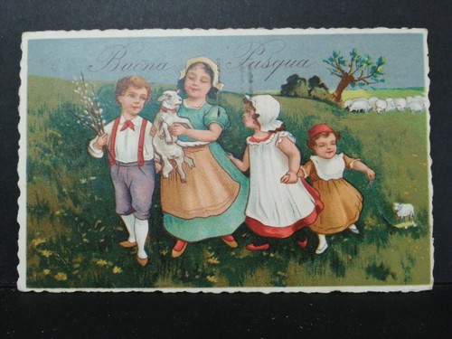 Cartolina buona pasqua bambini - buona,