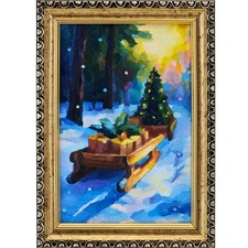 Dipinto olio originale slitta