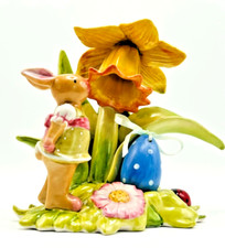 Rara scena Villeroy & Boch coniglietto coniglietto con narciso Pasqua primavera uovo di Pasqua