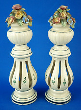 Coppia vasi colonne fiori ceramica Bassano Nove 1800 XIX Liberty - Art Nouveau