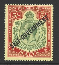Malta 1922 5,- Sh. Georg V mai