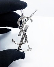 YSL YVES SAINT LAURENT SPILLA COCCODRILLO GRANDE ARGENTO LOGO OPYUM SPILLA 