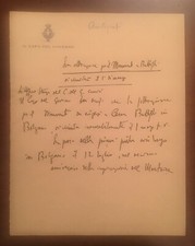 Bozza di lettera di Benito Mussolini