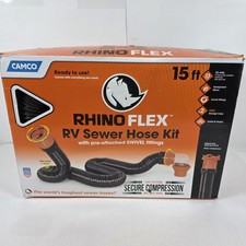 Camco RhinoFLEX 15 Piedi Kit Tubo Fognario Camper - Multicolore, 23 Mils di Poliolefina,