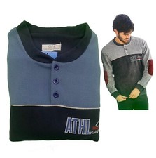 PIGIAMA UOMO IN PILE INVERNALE GMV SPORTIVO CALDO PAIL MADE IN ITALY BLU GRIGIO