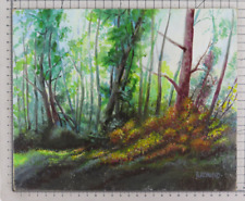 PICCOLO QUADRO SU TAVOLA FIRMATO REYNAUD PAESAGGIO BOSCO ALBERI bsn