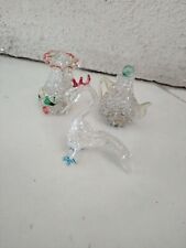 Set 3 piccoli e vecchi oggetti vetro Murano lavorazione trafilata pavone vaso e.