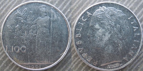 Italy 100 lire 1991 - #,